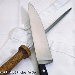 Knife & sharpening steel; Actual size=240 pixels wide